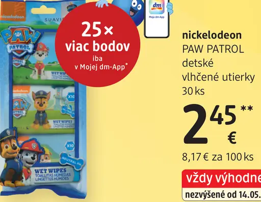 Nickelodeon PAW PATROL detské vlhčené utierky