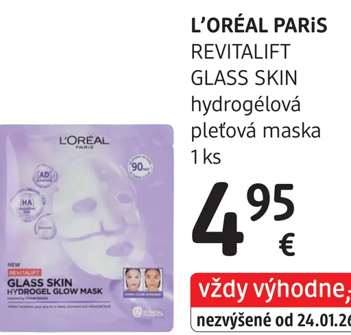 L’Oréal Paris Revitalift Glass Skin hydrogelová pleťová maska