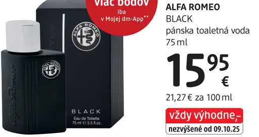 Alfa Romeo Black pánska toaletná voda
