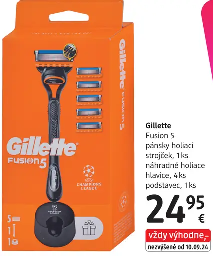 Gillette Fusion 5 pánsky holiaci strojček, náhradné holiace hlavice a podstavec