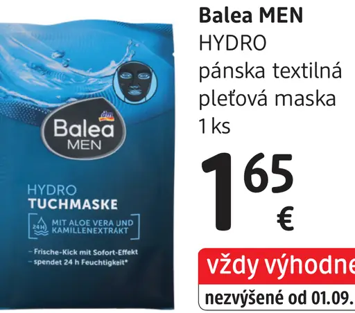 Balea Men Hydro pánska textilná pleťová maska