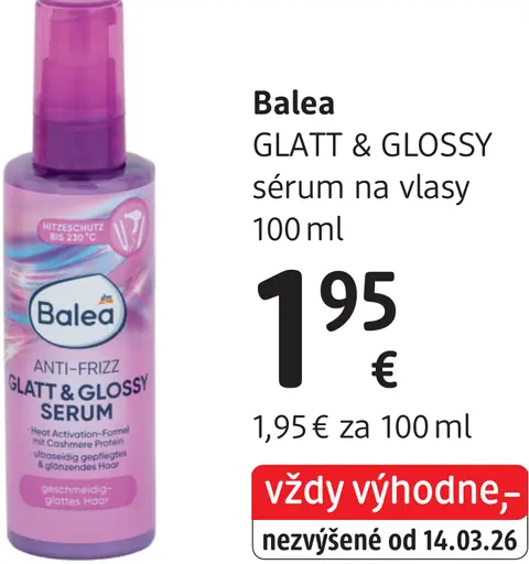 Balea Glatt & Glossy sérum na vlasy