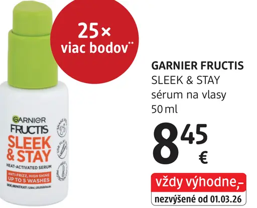 GARNIER FRUCTIS SLEEK & STAY sérum na vlasy