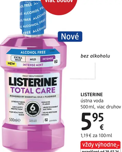 Listerine Total Care ústna voda, bez alkoholu, intenzívna mäta