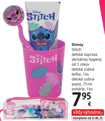 Disney Stitch detská súprava dentálnej hygieny – detská zubná kefka, detská zubná pasta a pohárik
