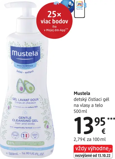 Mustela detský čistiaci gél na vlasy a telo