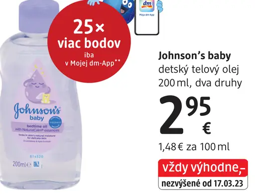 Johnson’s baby detský telový olej, dva druhy