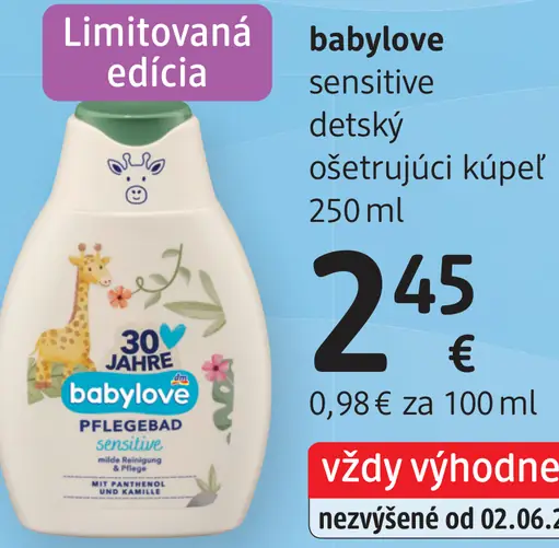 Babylove sensitive detský ošetrujúci kúpeľ