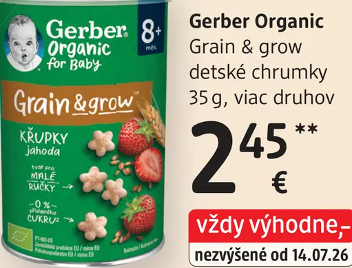 Gerber Organic Grain & Grow detské chrumky