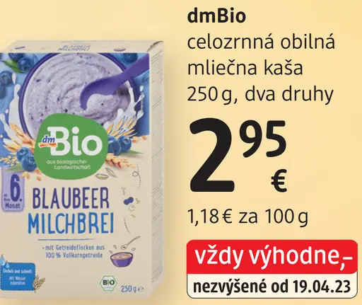 DmBio celozrnná obilná mliečna kaša