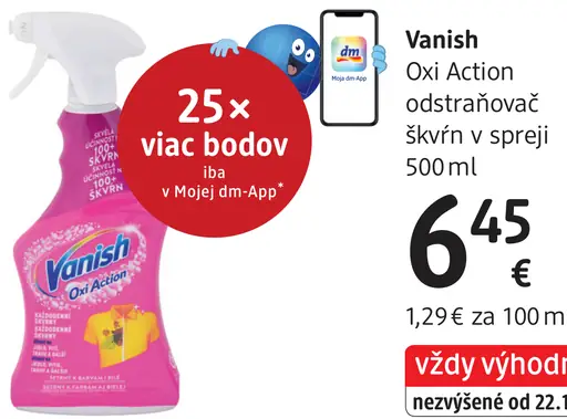 Vanish Oxi Action Sprej odstraňovač škvŕn