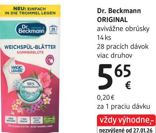 Dr. Beckmann Original avivážne obrúsky