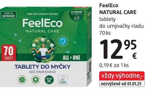 FeelEco Natural Care tablety do umývačky riadu All in One bez parfumácie