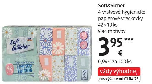 Soft&Sicher 4-vrstvové hygienické papierové vreckovky