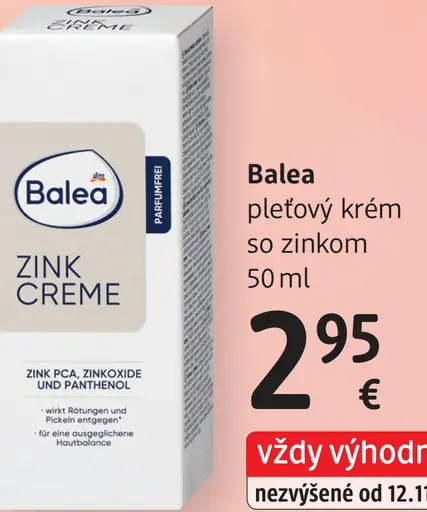 Balea pleťový krém so zinkom