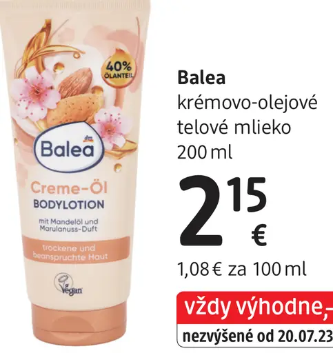 Balea krémovo-olejové telové mlieko