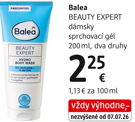Balea Beauty Expert Hydro Body Wash sprchovací gél