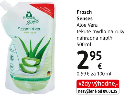 Frosch Senses Aloe Vera tekuté mydlo na ruky, náhradná náplň