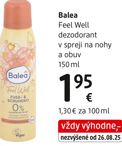 Balea Feel Well dezodorant v spreji na nohy a obuv