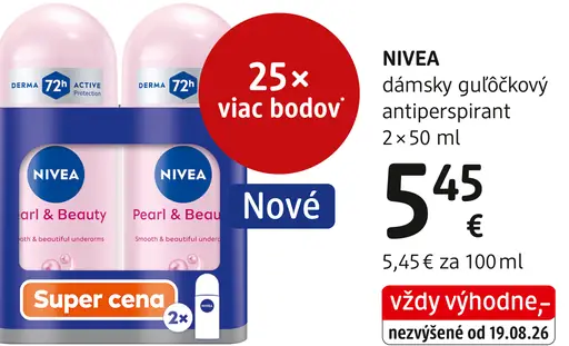Nivea dámsky guľôčkový antiperspirant Pearl & Beauty