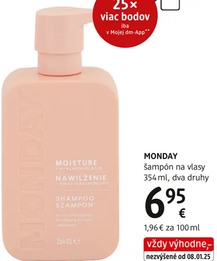 Monday Moisture + Hyaluronic Acid šampón na vlasy
