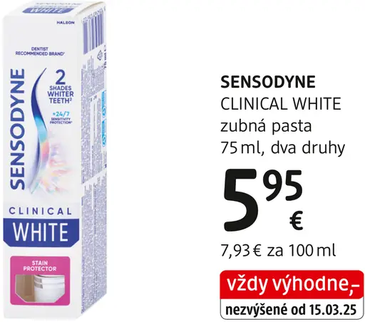 Sensodyne zubná pasta Clinical White