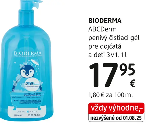 BIODERMA ABCDerm penivý čistiaci gél pre dojčatá a deti 3 v 1
