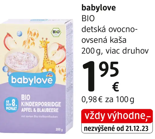 Babylove BIO detská ovocno-ovsená kaša