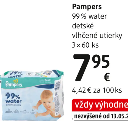 Pampers 99 % Water detské vlhčené utierky