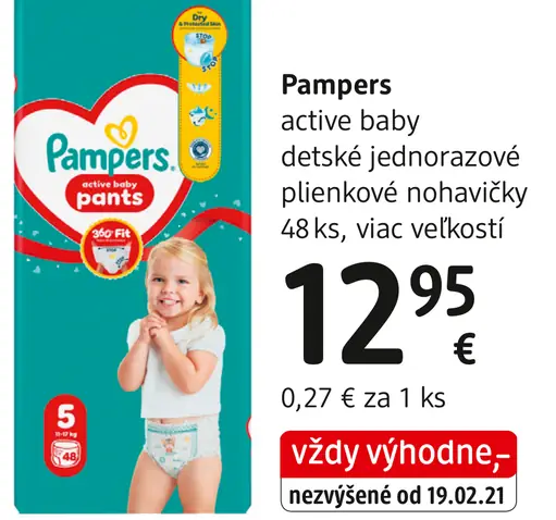Pampers active baby detské plienkové nohavičky