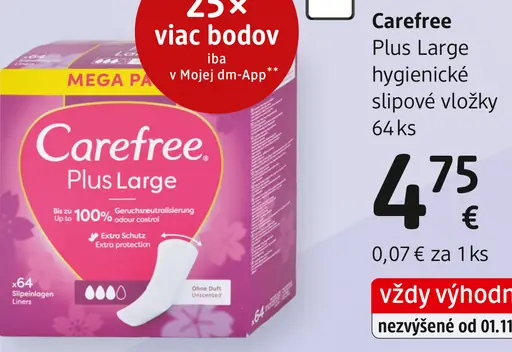 Carefree PLUS LARGE hygienické slipové vložky