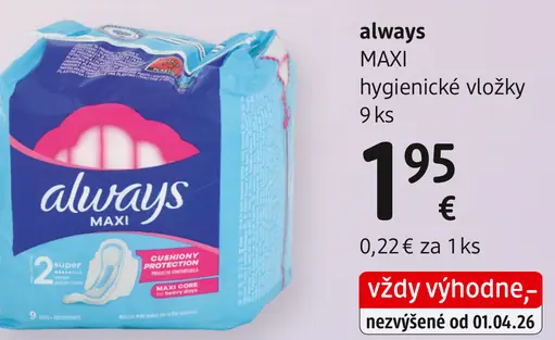Always MAXI hygienické vložky