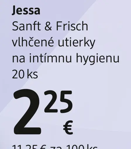 Jessa Sanft & Frisch vlhčené utierky na intimnú hygienu