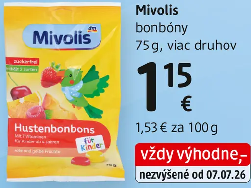 Mivolis bonbóny, viac druhov