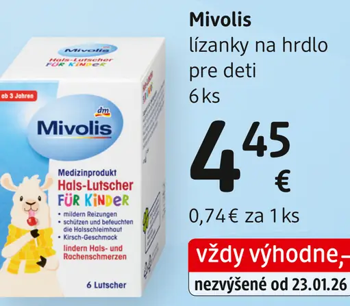 Mivolis lízanky na hrdlo pre deti