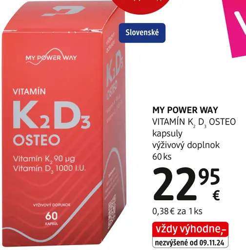 My Power Way Vitamín K2 D3 Osteo Plus kapsuly výživový doplnok
