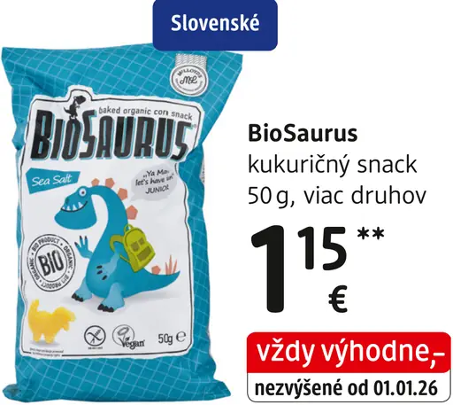 BioSaurus kukuričný snack