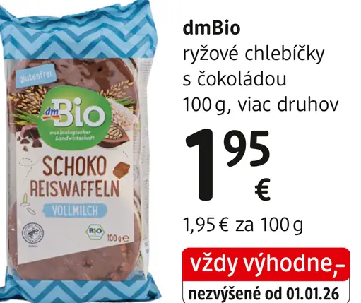 DmBio ryžové chlebíčky s čokoládou