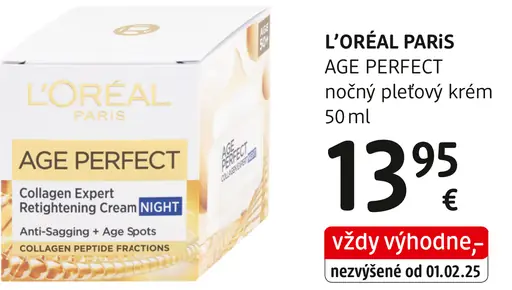 L'Oréal Paris Age Perfect nočný pleťový krém proti vráskam