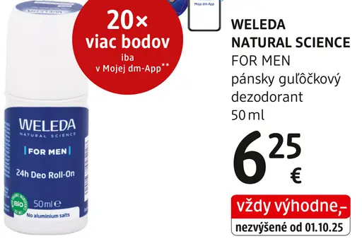 Weleda Natural Science For Men pánsky guľôčkový dezodorant