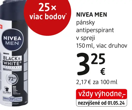 Nivea Men Black & White Invisible Original pánsky antiperspirant v spreji