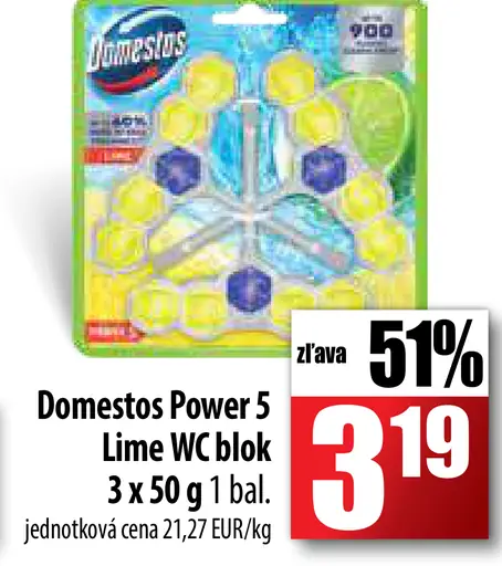 Domestos Power 5 Lime WC blok