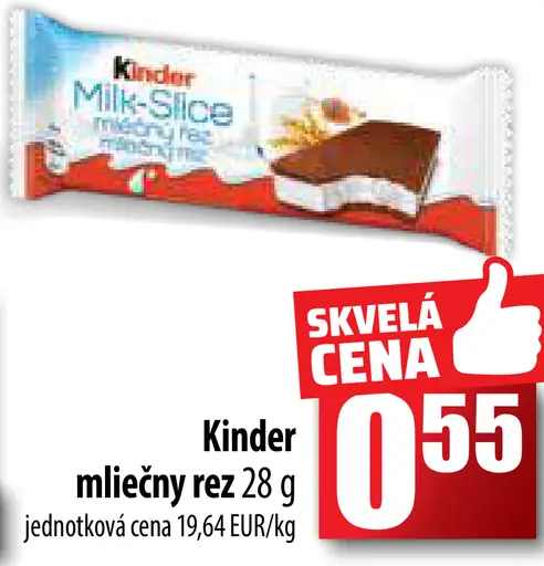 Kinder mliečny rez