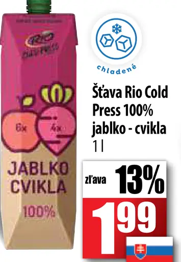 Šťava Rio Cold Press 100% jablko - cvikla