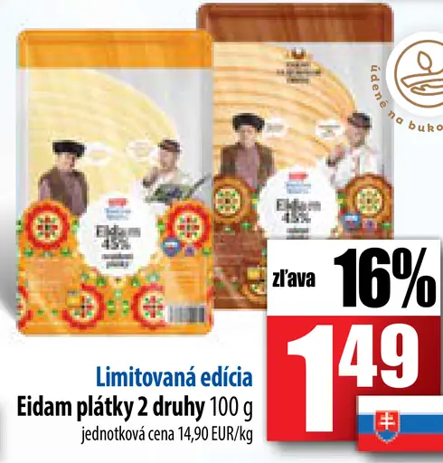 Eidam plátky 2 druhy