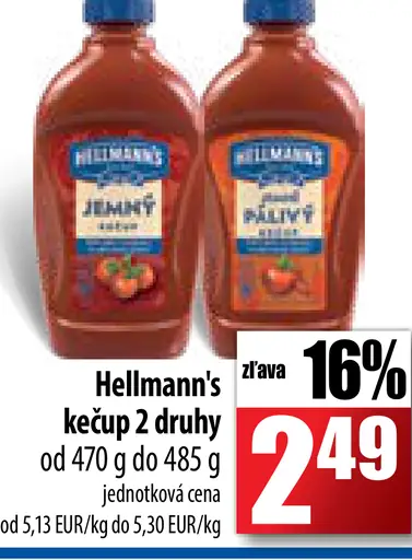 Hellmann's kečup 2 druhy