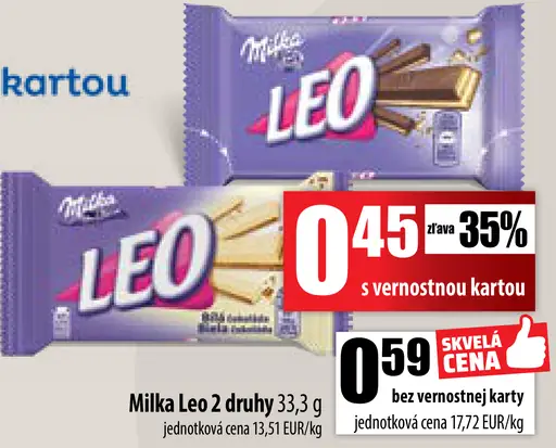 Milka Leo 2 druhy