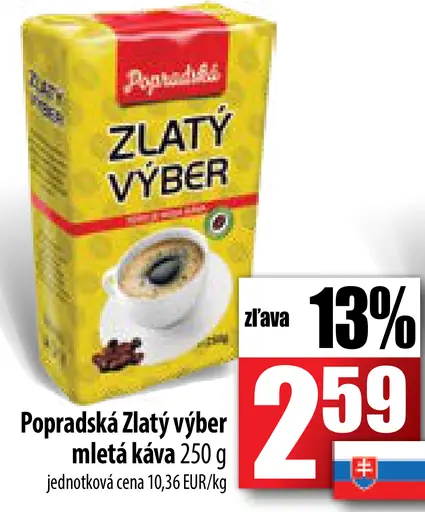 Popradská Zlatý výber mletá káva