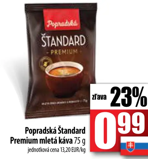 Popradská Štandard Premium mletá káva