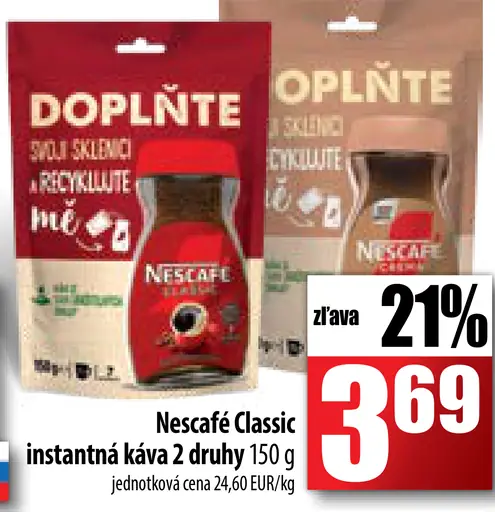 Nescafé Classic instantná káva 2 druhy